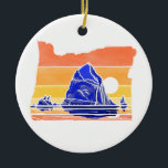 Haystack Rock Cannon Beach Line Art Ornement<br><div class="desc">L'emblématique Haystack Rock de Cannon Beach en Oregon brille dans ce design d'art linéaire.</div>