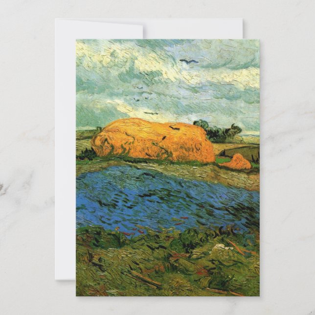 Haystacks Under a Rainy Sky par Vincent van Gogh (Devant)