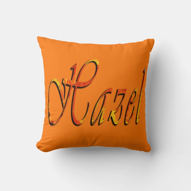 Hazel, Nom, Logo, Coussin Orange Throw (Recto)