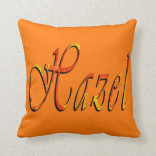 Hazel, Nom, Logo, Coussin Orange Throw