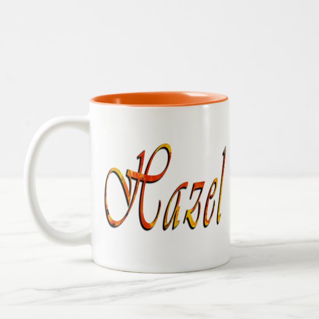 Hazel, Nom, Logo, Mug Combo Orange (Gauche)