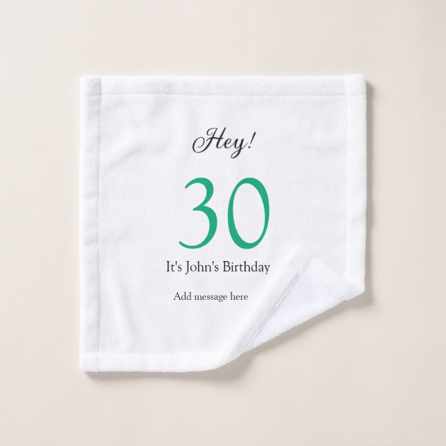 Hé c'est un nom de lettre gras noir et vert pour 3 (Gant de toilette)