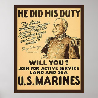He Did His Duty ~ Vintage WW1 Poster
