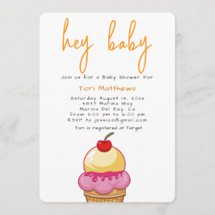 Hé invitation orange de douche de bébé