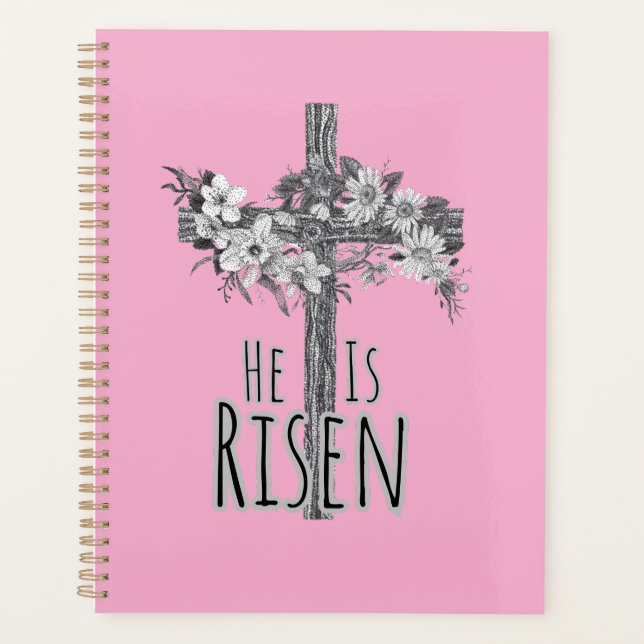 He Is Risen Floral Cross Planner (Devant)