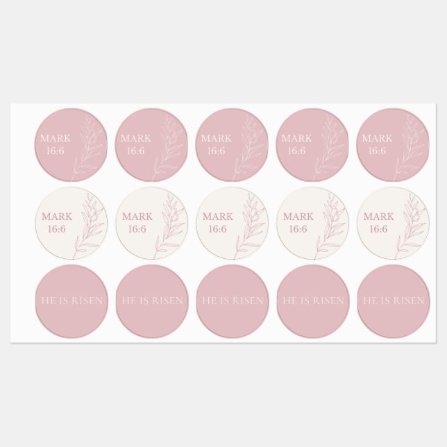 He Is Risen · Mark 16:6 — Easter Christian Sticker (Feuille)