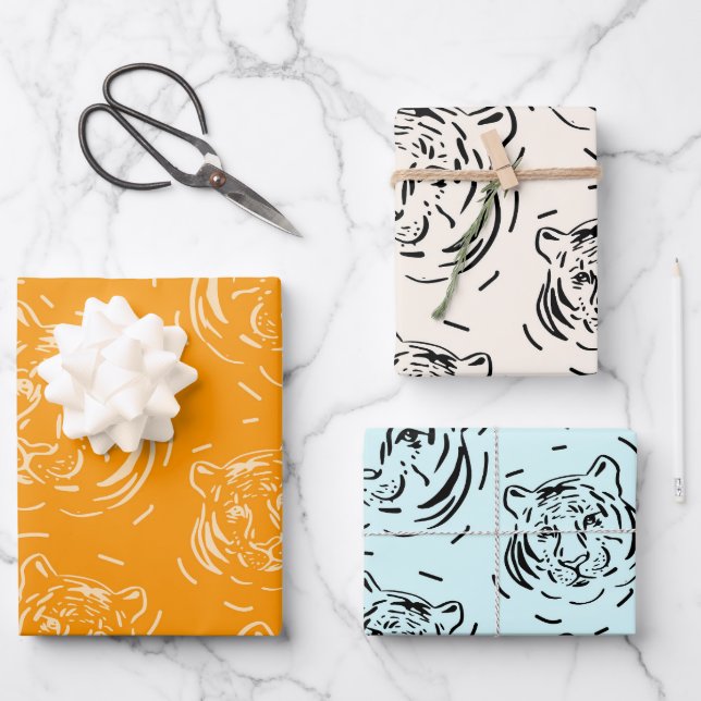 Hé, là Tiger motif trio feuilles papier d'emballag (Recto)