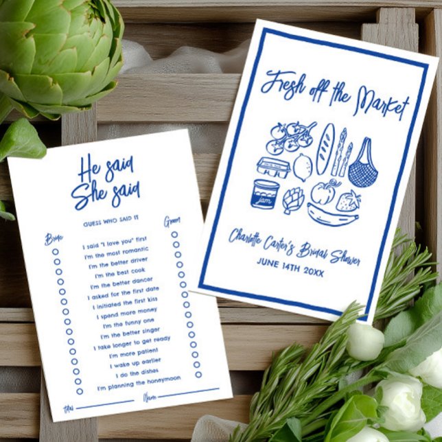 He Said She Said Blue Bridal Shower Game (He Said She Said Blue Bridal Shower Game)