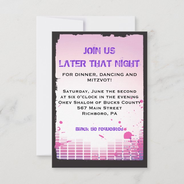 HEADPHONES Bar Bat mitzvah réception carte (Devant)