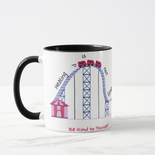 'Healing Isn't Linear' Cute & Comforting Quote Mug (Gauche)