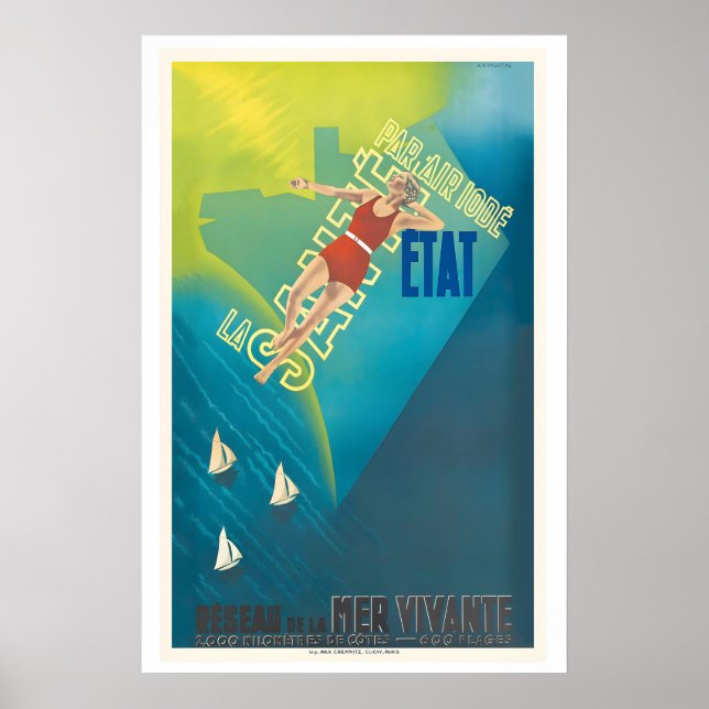 Health By Air Iodine State Vintage Travel Poster (Devant)