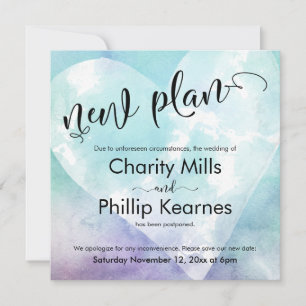 Heart Aqua Purple Mariage reporté Nouvelle carte p