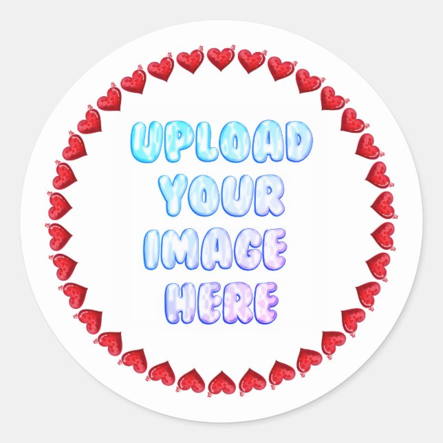 Heart Border Round Sticker with a Business Logo (Devant)