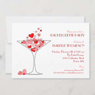 Heart Champagne Bachelorette Party Invitation