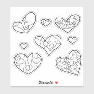 Heart Doodles Autocollants de coloriage en vinyl