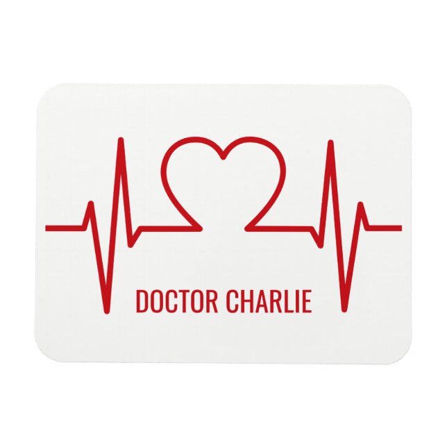 Heart EKG custom name & occupation magnet (Horizontal)