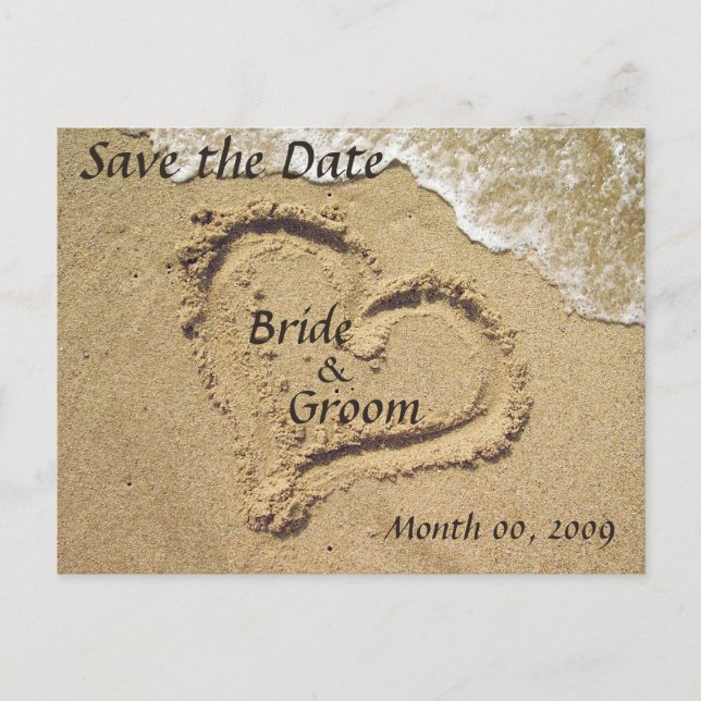 Heart in the Sand Save the Date Cartes postales (Devant)