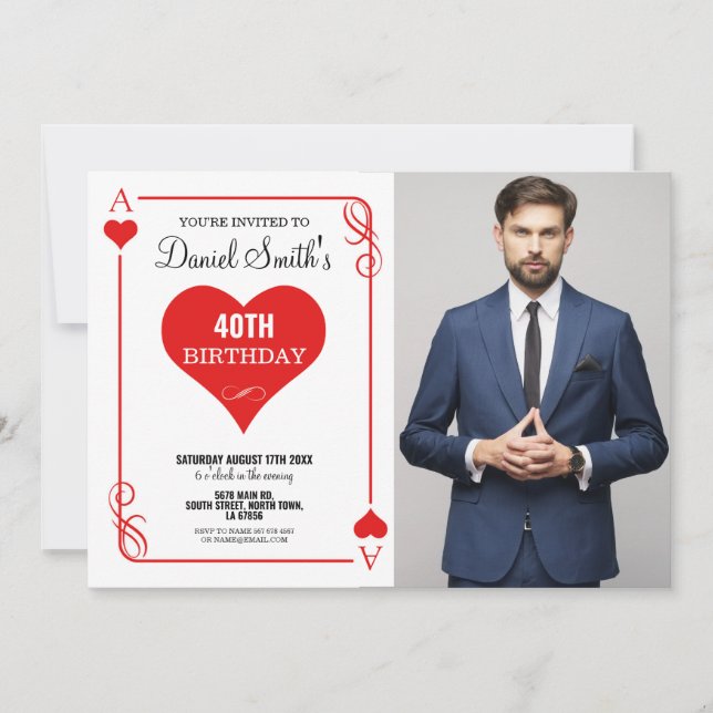 Heart Jouer Carte Anniversaire Ace Las Vegas Casin (Devant)