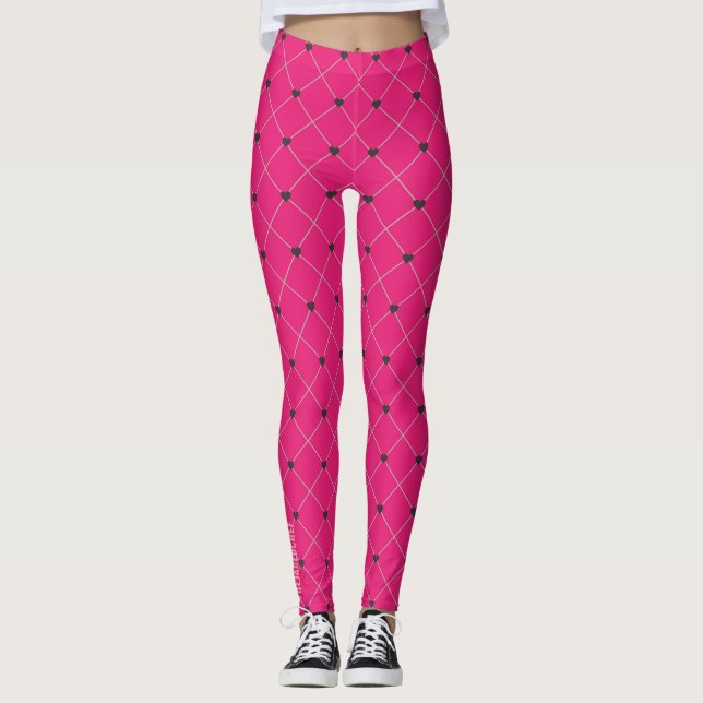 Heart Lattice: Magenta Fishnet Pattern Leggings (Devant)