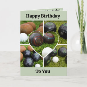 Heart Lawn Bowls Photo Collage, carte d'anniversai