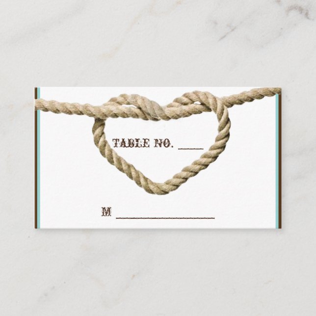 Heart Love Knot Western Mariage Cartes de place (Devant)