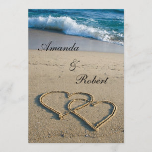 Heart on the Shore Beach Wedding Invitation