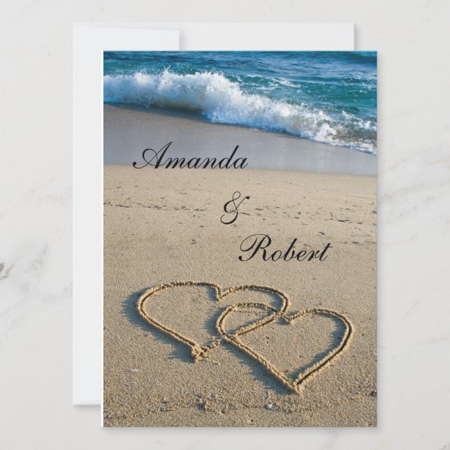 Heart on the Shore Beach Wedding Invitation (Devant)