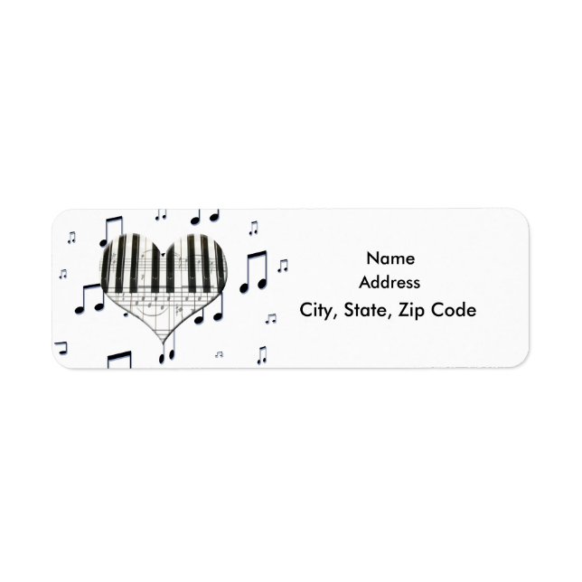 Heart Piano Clavier et notes de musique Étiquette (Devant)