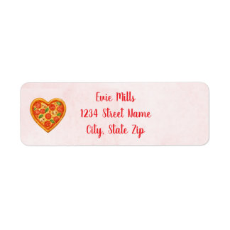 Heart Pizza Return Address Sticker | Red Checkered