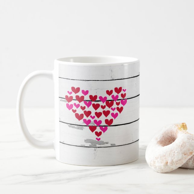 Heart Shiplap Rustique Nautique Café Mug (Avec donut)