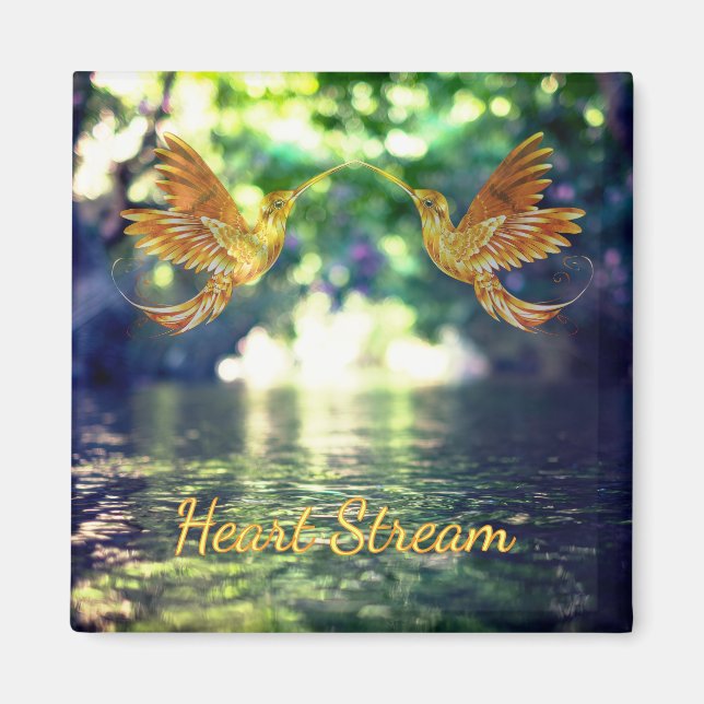 Heart Stream - Golden Hummingbirds Magnet (Devant)