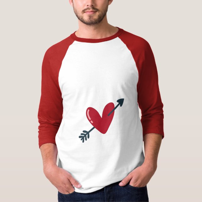 Heart With Arrow Valentine Minimal T-Shirt (Devant)