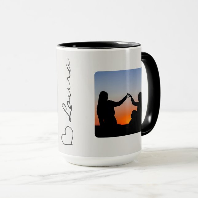Heart Your Name Photo Script Custom Gift Mug (Devant droit)