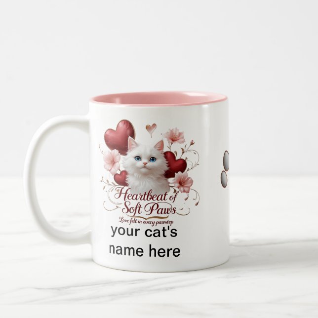 Heartbeat of Soft Paws - Mug de chat à deux tons p (Gauche)