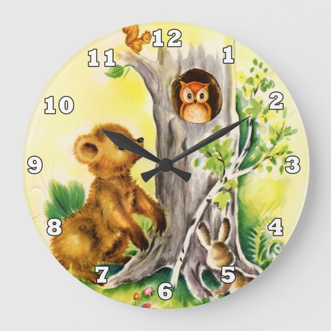 Heartland Vintage Woodland animaux enfants horloge (Recto)