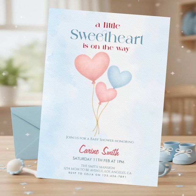 Hearts balloons  Baby Shower  Invitation (Créateur téléchargé)