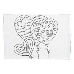 Hearts&Balloons colorant la taie d'oreiller de