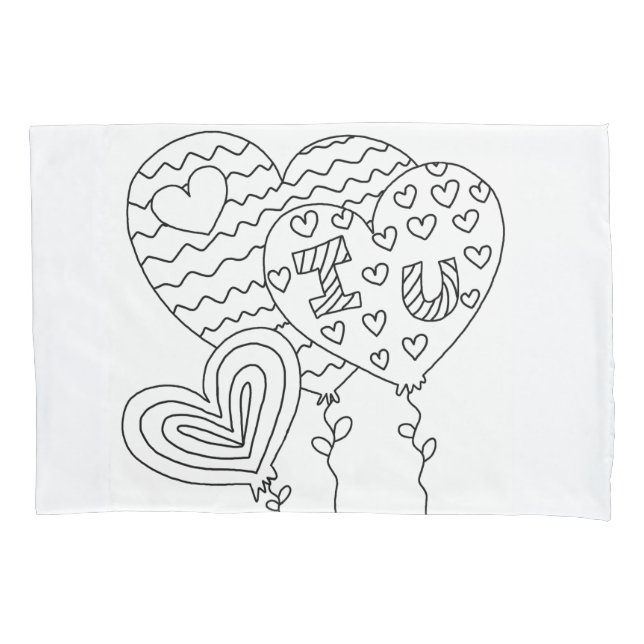 Hearts&Balloons colorant la taie d'oreiller de (devant)