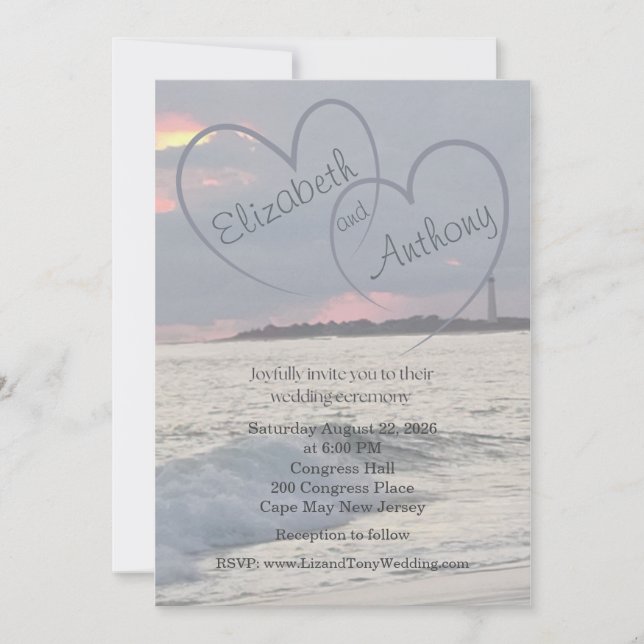 Hearts in the Sky Beach Wedding Invitation (Devant)