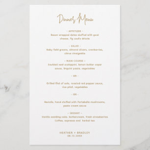 Heather Elegant Gold Minimal Modern Mariage Menu