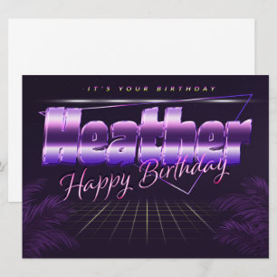 Heather prénom carte rétro lilas anniversaire