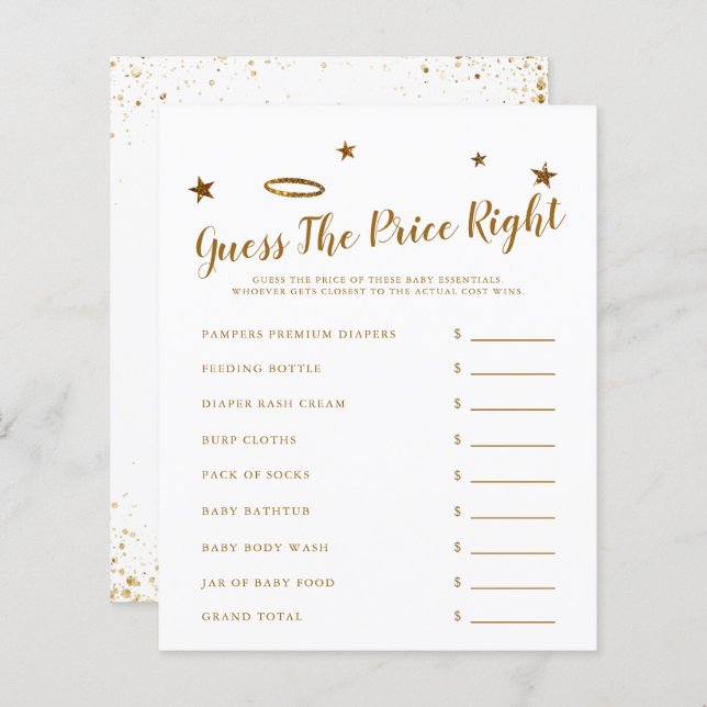 Heaven A Envoyé Baby shower Devinez Le Prix Juste (Devant / Derrière)