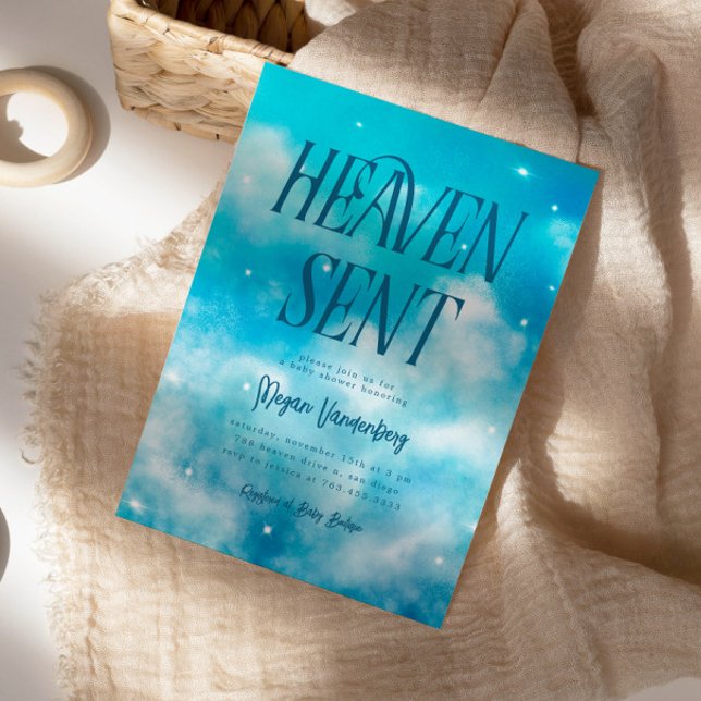 Heaven envoyé Blue Sky Baby shower Invitation (Créateur téléchargé)