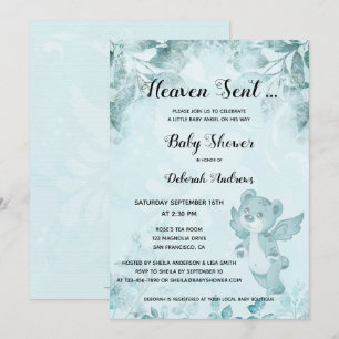 Heaven envoyé Ours Angel Baby shower Invitation