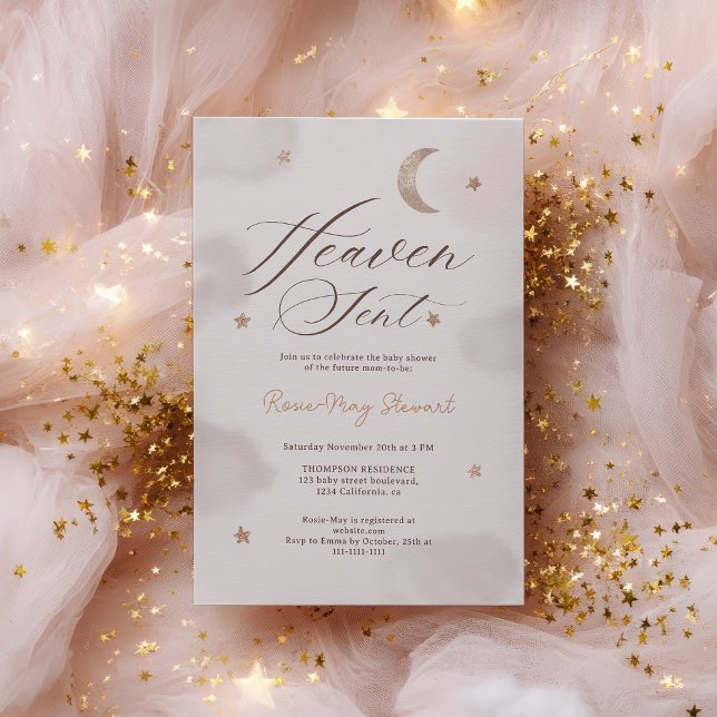 Heaven sent gender neutral moon stars Invitation (Heaven sent gender neutral moon stars Invitation)