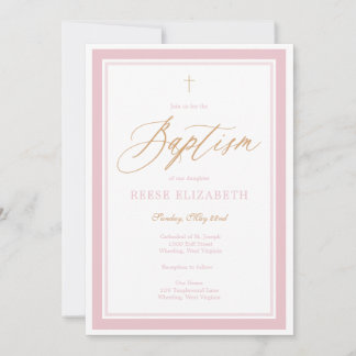 Heavenly Grace Baptism Invitation (Pink)