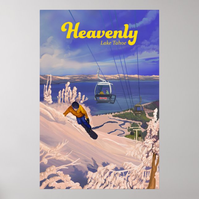 Heavenly Snowboarding Travel Poster (Devant)