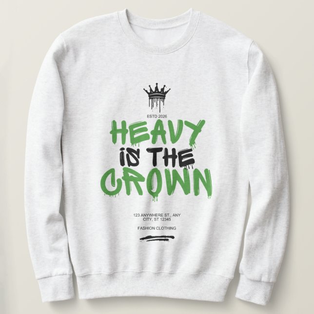 "Heavy Is the Crown" Black Men Graphic Sweatshirt (Design devant)