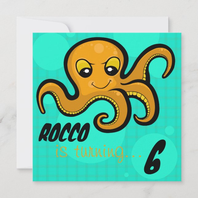 Heba l'Octopus Custom Birthday Party Invitation (Devant)