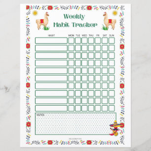 Hebdomadaire Habit Tracker Imprimable - Lama Editi